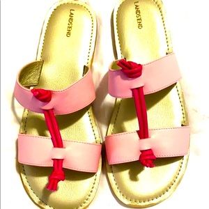 New Lands End Seaside Pink Knot Sandals girls 6